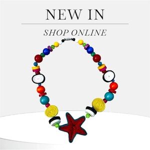 Multicolored beaded star necklace